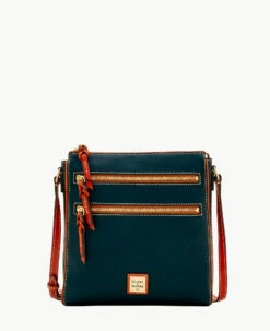 Pebble Grain Large Peyton Triple Zip Black