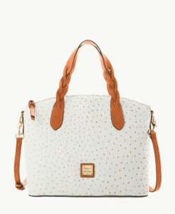 Ostrich Celeste Satchel Bone -Florentine Shop B1299G OTBOPAKR