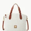 Ostrich Celeste Satchel Bone