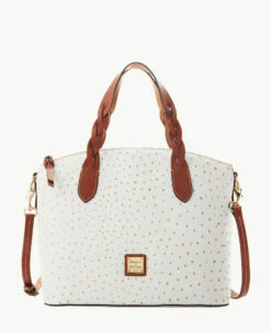 Ostrich Celeste Satchel Bone -Florentine Shop B1299G OTBOPATN 2