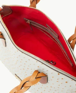 Ostrich Celeste Satchel Bone -Florentine Shop B1299G OTBOPATN ALT2