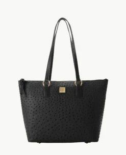 Ostrich Wren Tote Black 12 Ostrich Wren Tote Black -Florentine Shop B1694G OTBLPABL