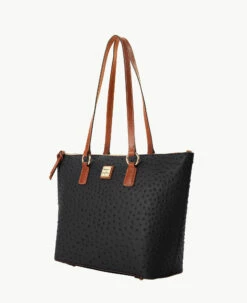 Ostrich Wren Tote Black 2 Ostrich Wren Tote Black -Florentine Shop B1694G OTBLPAKR ALT1