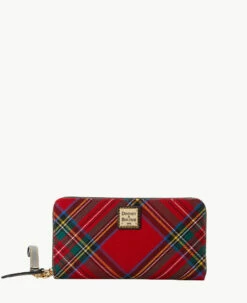 Tartan Large Zip Around Wristlet Crossbody Red -Florentine Shop B1792G TTRDPABL 2