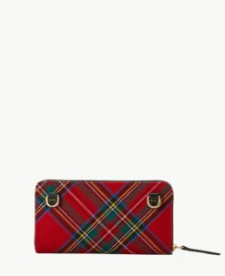 Tartan Large Zip Around Wristlet Crossbody Red -Florentine Shop B1792G TTRDPABL ALT3