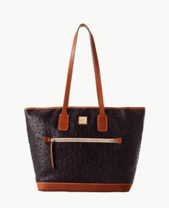 Ostrich Tote Black Black 12 Ostrich Tote Black Black -Florentine Shop B1854G OTBLPAKR