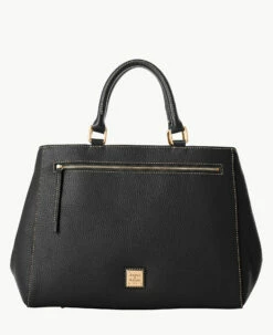 Pebble Grain Zip Satchel Black Black