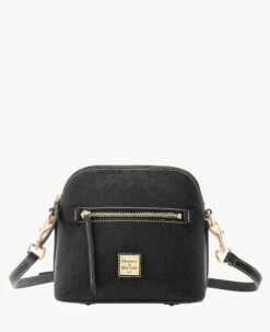 Saffiano Domed Crossbody Black