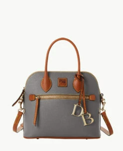 Pebble Grain Domed Satchel Slate