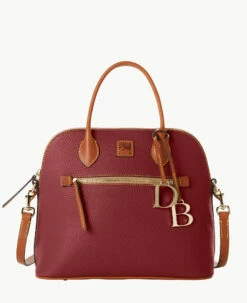 Pebble Grain Large Domed Satchel Wine