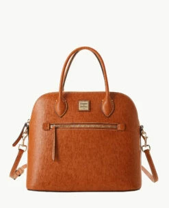 Saffiano Large Domed Satchel Amber 17 Saffiano Large Domed Satchel Amber -Florentine Shop B1955G SINASINA