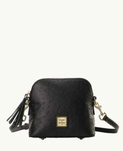 Ostrich Domed Crossbody Black 5 Ostrich Domed Crossbody Black -Florentine Shop B2059G OTBLPABL 1