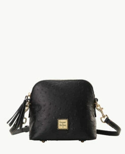 Ostrich Domed Crossbody Black 10 Ostrich Domed Crossbody Black -Florentine Shop B2059G OTBLPABL 2