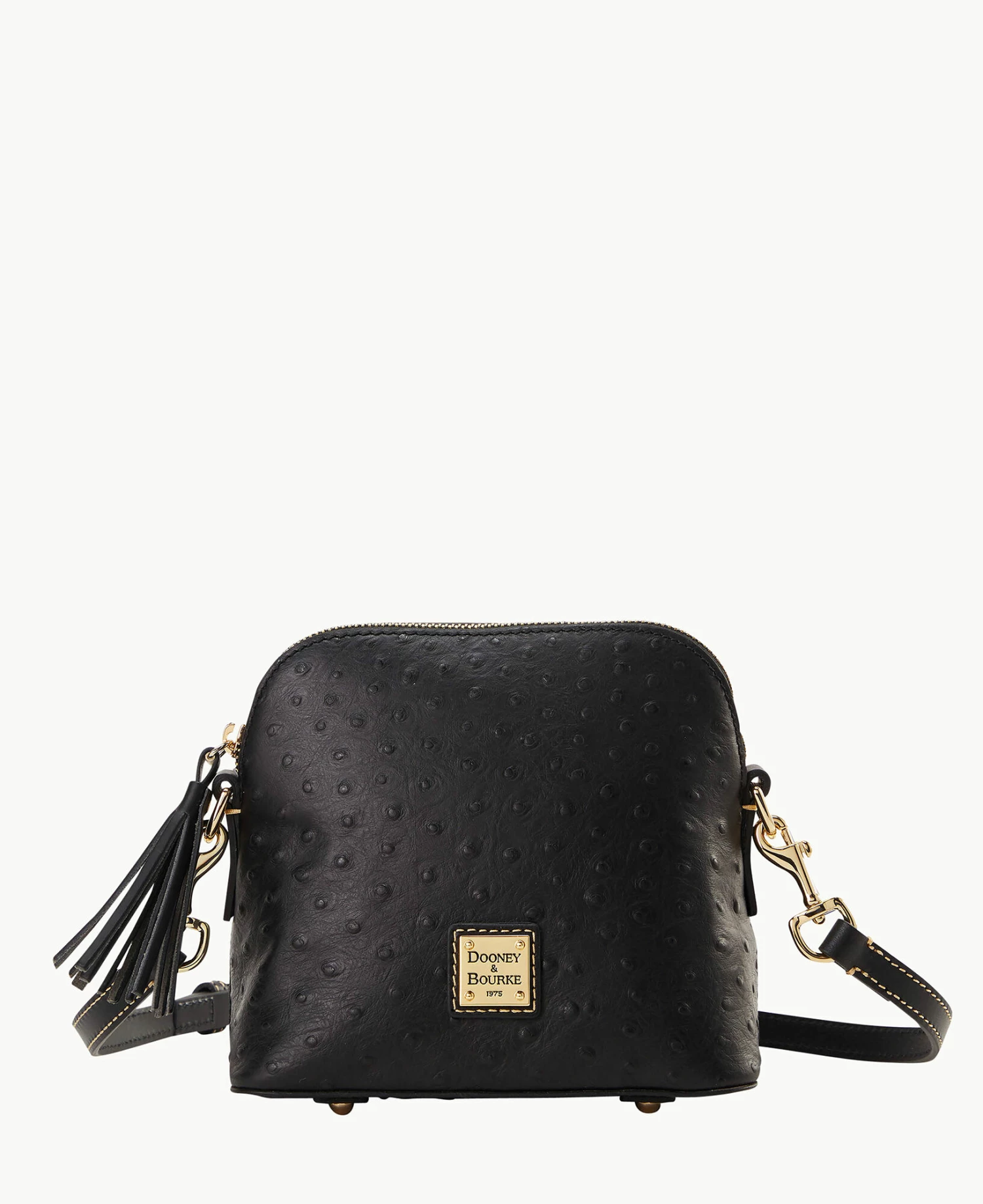 Ostrich Domed Crossbody Black Ostrich Domed Crossbody Black -Florentine Shop B2059G OTBLPABL 2