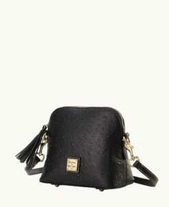 Ostrich Domed Crossbody Black 6 Ostrich Domed Crossbody Black -Florentine Shop B2059G OTBLPABL ALT1 1