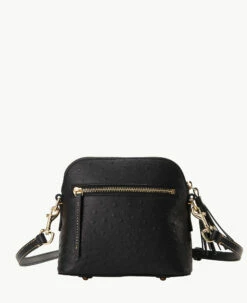 Ostrich Domed Crossbody Black 3 Ostrich Domed Crossbody Black -Florentine Shop B2059G OTBLPABL ALT3