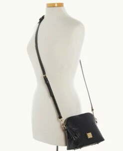 Ostrich Domed Crossbody Black 9 Ostrich Domed Crossbody Black -Florentine Shop B2059G OTBLPABL ALT4 1