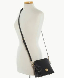 Ostrich Domed Crossbody Black 4 Ostrich Domed Crossbody Black -Florentine Shop B2059G OTBLPABL ALT4