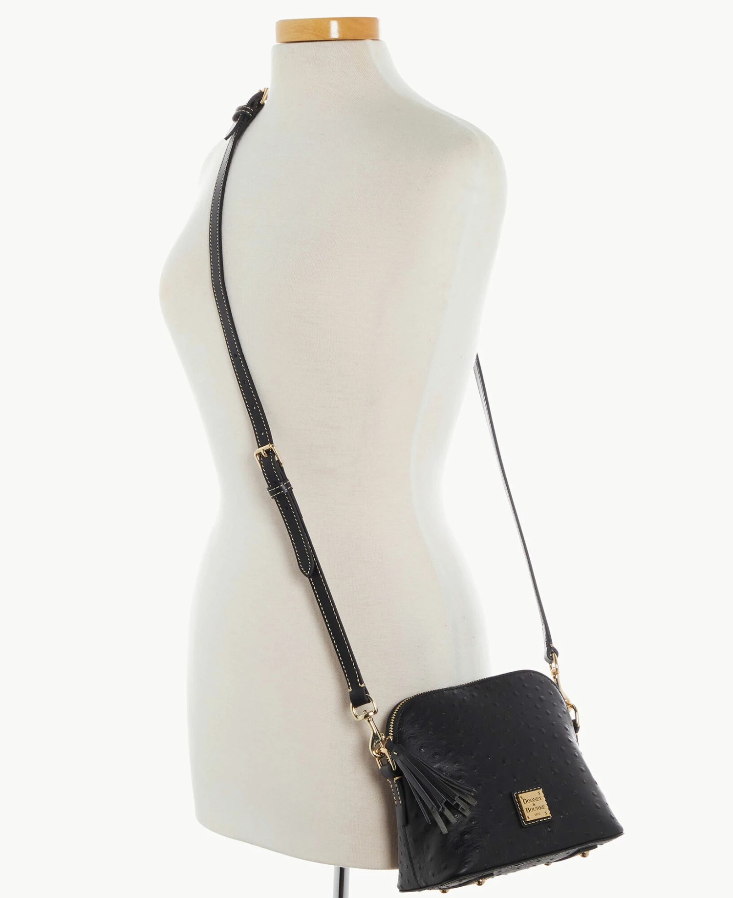 Ostrich Domed Crossbody Black Ostrich Domed Crossbody Black -Florentine Shop B2059G OTBLPABL ALT4