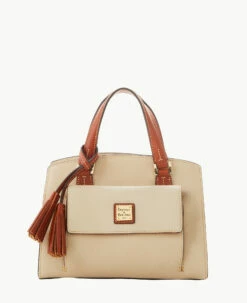Pebble Grain Small Satchel Bone -Florentine Shop B2170G AWBOPATN 2