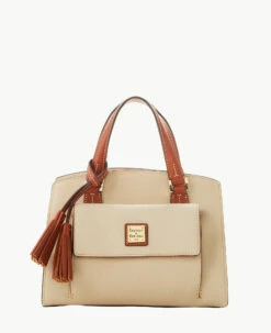Pebble Grain Small Satchel Bone