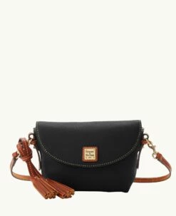 Pebble Grain Crossbody Saddle Bag Black -Florentine Shop B2174G AWBLPATN 1