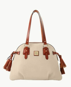 Pebble Grain Domed Satchel Wine -Florentine Shop B2217G AWBOPATN