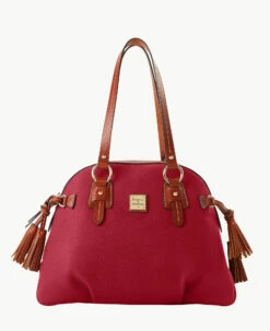 Pebble Grain Domed Satchel Wine