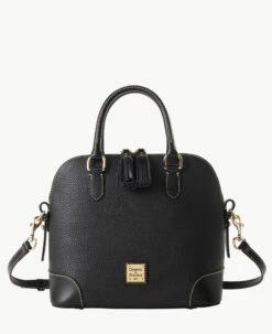 Pebble Grain Domed Satchel Black -Florentine Shop B2257G AWBLPABL