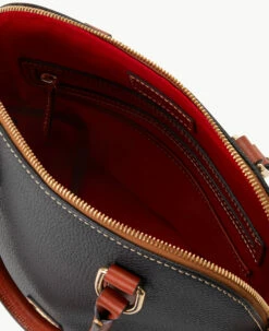 Pebble Grain Domed Satchel Black -Florentine Shop B2257G AWBLPATN ALT2