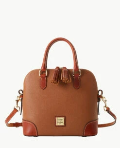 Pebble Grain Domed Satchel Black -Florentine Shop B2257G AWCAPATN