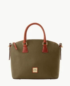 Pebble Grain Domed Satchel Olive