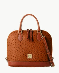 Ostrich Zip Zip Satchel Bone 18 Ostrich Zip Zip Satchel Bone -Florentine Shop B2343G OTCAPATN