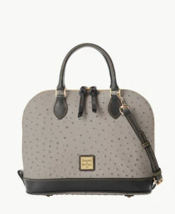 Ostrich Zip Zip Satchel Bone 15 Ostrich Zip Zip Satchel Bone -Florentine Shop B2343G OTGYPABL