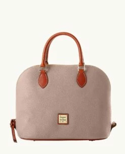 Pebble Grain Domed Satchel Taupe 5 Pebble Grain Domed Satchel Taupe -Florentine Shop B2367G AWTPPATN 1