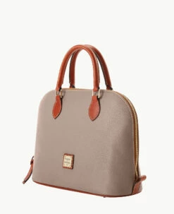 Pebble Grain Domed Satchel Taupe 2 Pebble Grain Domed Satchel Taupe -Florentine Shop B2367G AWTPPATN ALT1