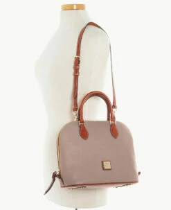 Pebble Grain Domed Satchel Taupe 4 Pebble Grain Domed Satchel Taupe -Florentine Shop B2367G AWTPPATN ALT4