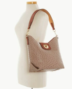 Ostrich Turnlock Sac 30 Light Taupe -Florentine Shop B2381G OTXDPATN ALT4
