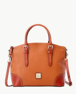Pebble Grain Domed Satchel Caramel