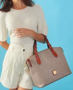 Ostrich Celeste Satchel Bone -Florentine Shop BOSTR1299 ILD lifestyle 1