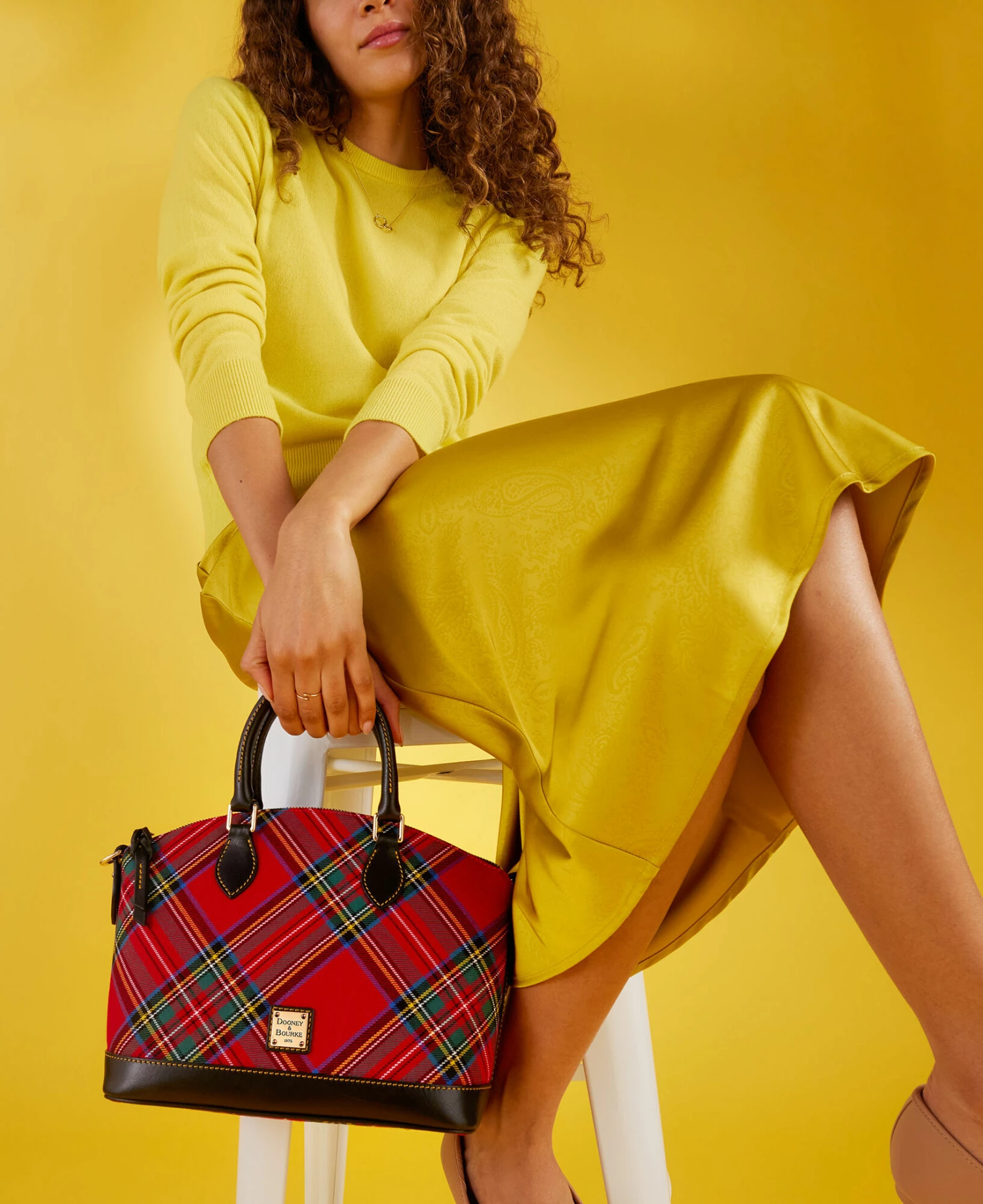 Tartan Darcy Satchel White Tartan Darcy Satchel White -Florentine Shop BTART0239 ILD lifestyle