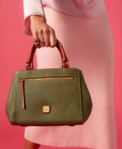 Pebble Grain Small Zip Satchel Caribbean Blue -Florentine Shop R1929 ILD lifestyle 1