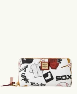 MLB White Sox Large Zip Around Wristlet WHITE SOX -Florentine Shop W0126G QUMWPATNWHSX 1