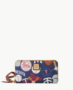 MLB Twins Large Zip Around Wristlet TWINS -Florentine Shop W0126G QUNVPATNTWNS
