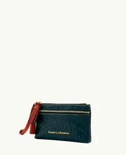 Ostrich Double Zip Wristlet Black 6 Ostrich Double Zip Wristlet Black -Florentine Shop W0174G OTBLPATN ALT1 1