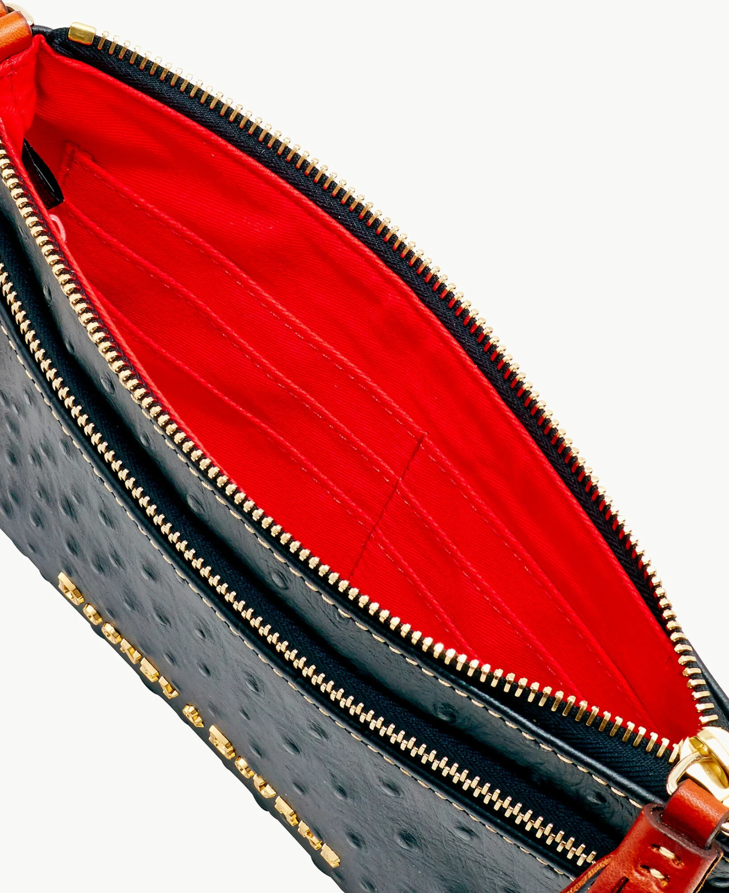 Ostrich Double Zip Wristlet Black Ostrich Double Zip Wristlet Black -Florentine Shop W0174G OTBLPATN ALT2