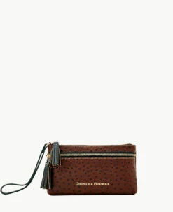 Ostrich Double Zip Wristlet Black 17 Ostrich Double Zip Wristlet Black -Florentine Shop W0174G OTEEPABL