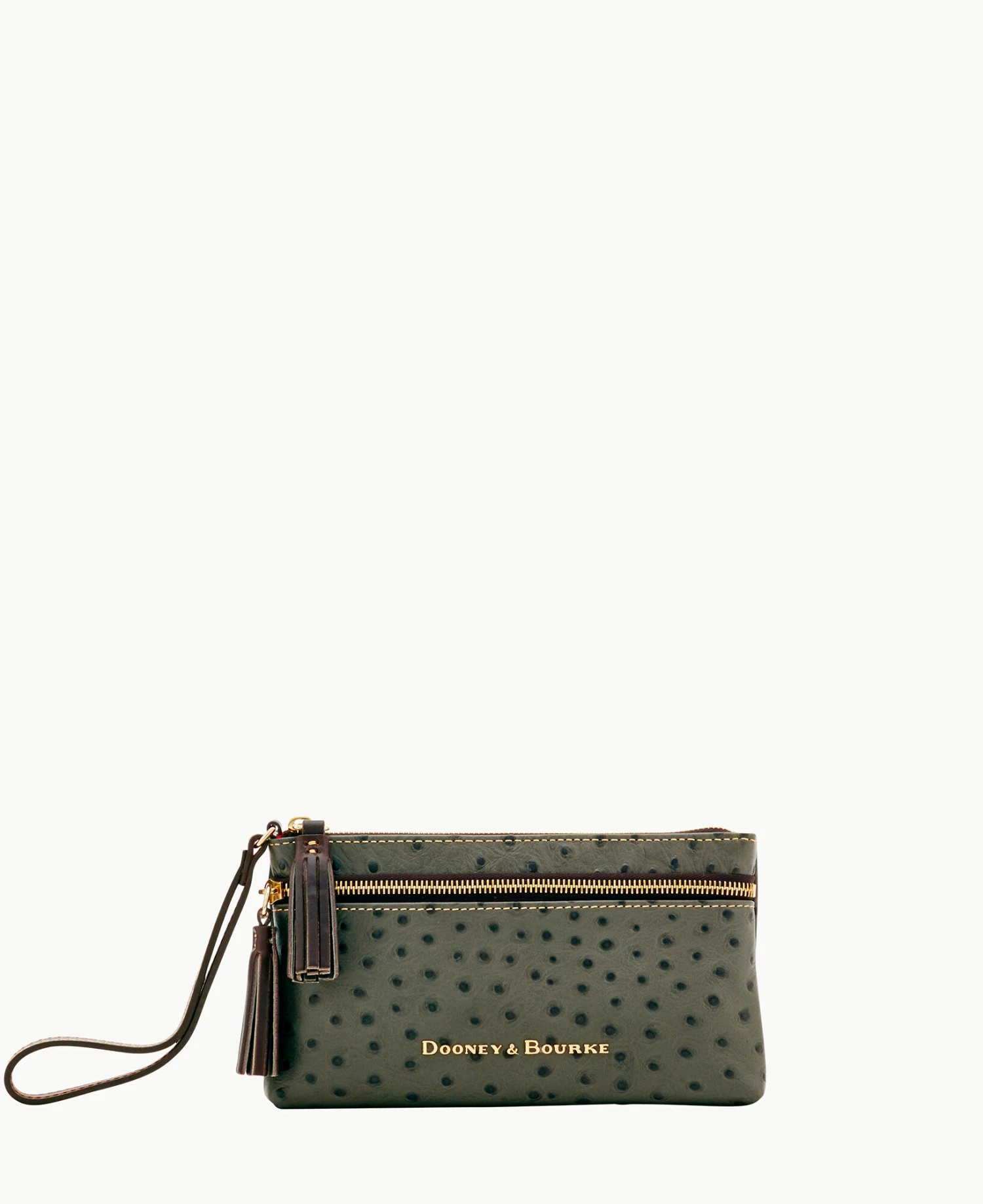 Ostrich Double Zip Wristlet Black Ostrich Double Zip Wristlet Black -Florentine Shop W0174G OTSMPABM