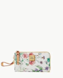 Botanical Collection Folded Zip Wristlet White