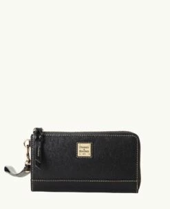 Saffiano Folded Zip Wristlet Black 4 Saffiano Folded Zip Wristlet Black -Florentine Shop W0177G SIBLSIBL 1